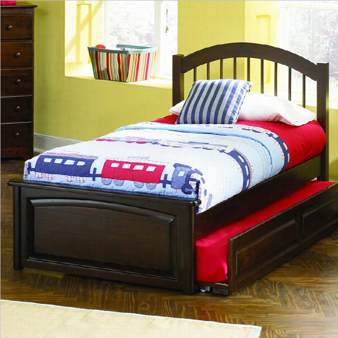 Atlantic Movables Wwindsor Platform Bed With Raised Panell Footboard In Antique Walnut Finish-full