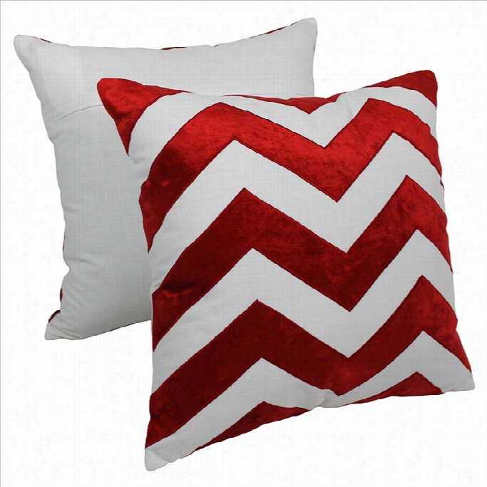 Blazing Needles Indian Chevron Throw Pillow In Crimson And Ivory