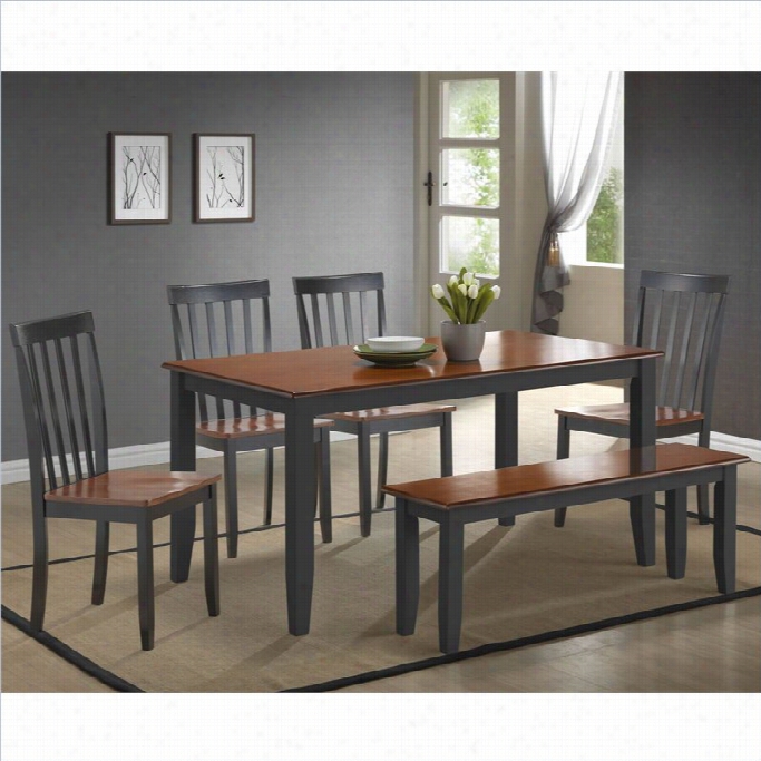 Boraam Blomington 6 Piece Dining Set In Black/cherry