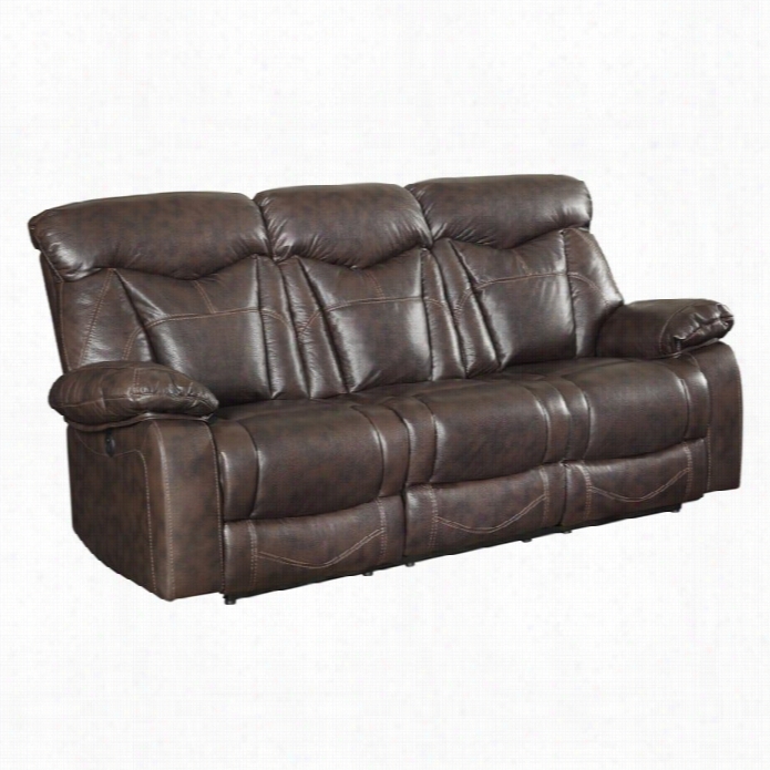 Coaster Zimmerman Faux Leather Power Reclining Sofa In Dark Brown