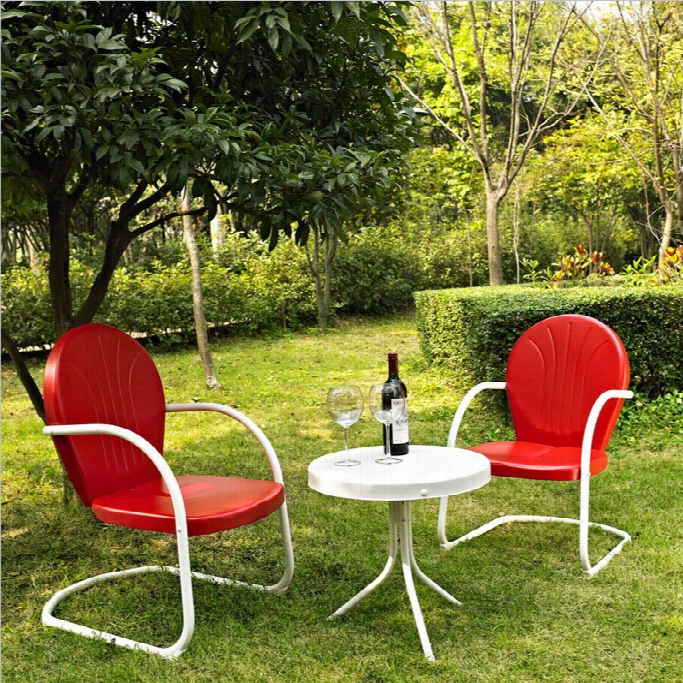Crosleyg Riffith 3 Metal Outdoor  Seatign Set In Red