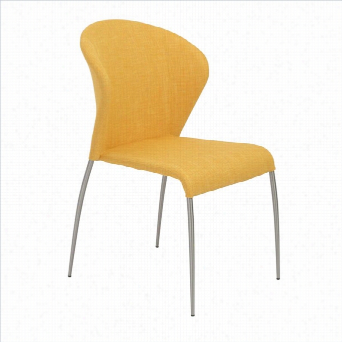 Eurostyle Sy Dining Chair In Yellow And Brushed Stailness Steel