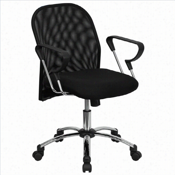 Flash Furniture Mid Back Mesh Office Cahir In Black With Chrome Base