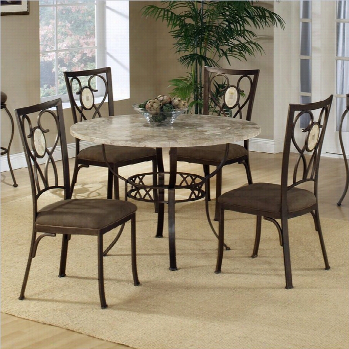 Hillsdalle Brooksidee 5 Piece Stone Top Round Dinette Set