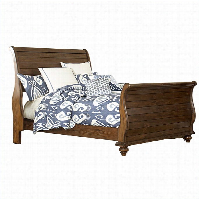 Hillsdale Pkne Islnad Sleigh Bed In Dark Pine-queen