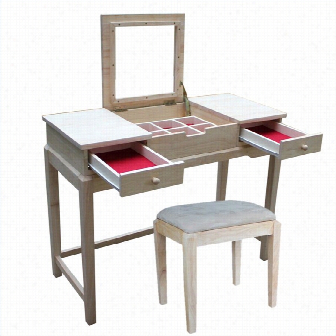 International Concpets Home Accets Unfinished Vanity Table And Bench Set