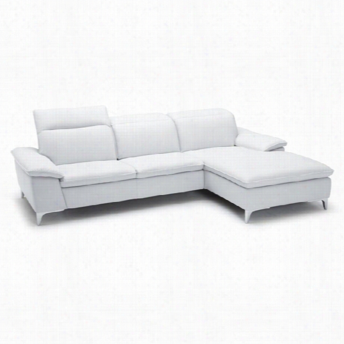J&m Furniture 1911b Leather Right Chaise Sectional In White