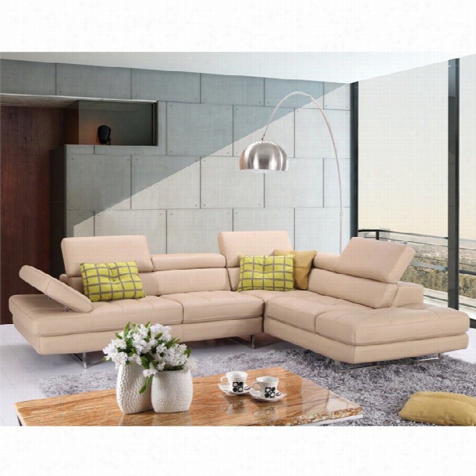 J&m Furniture A761 Italian Leather Right Sectional In Peanut