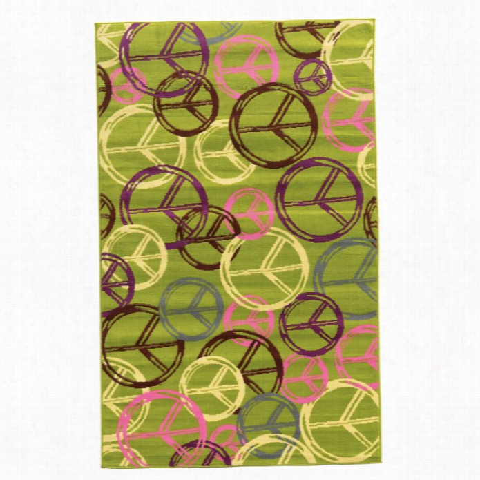 Linon Twee 4'4 X 6' Peace Green Rug