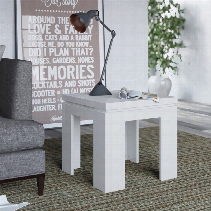 Manhattam Comfort Bridge 1.0 Series Square End Table In White Glkss