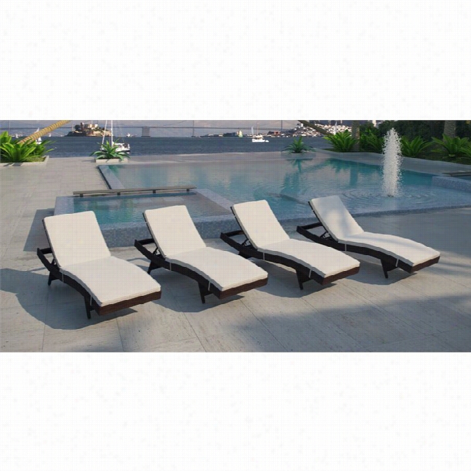 Modway Peer Patio Lounge  In Brown And White (set Of 4)