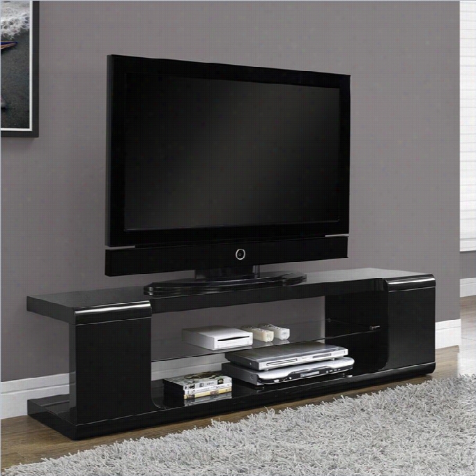 Monarch 60 Tv Cpnsole In Glossy Black With Temperer Glasss