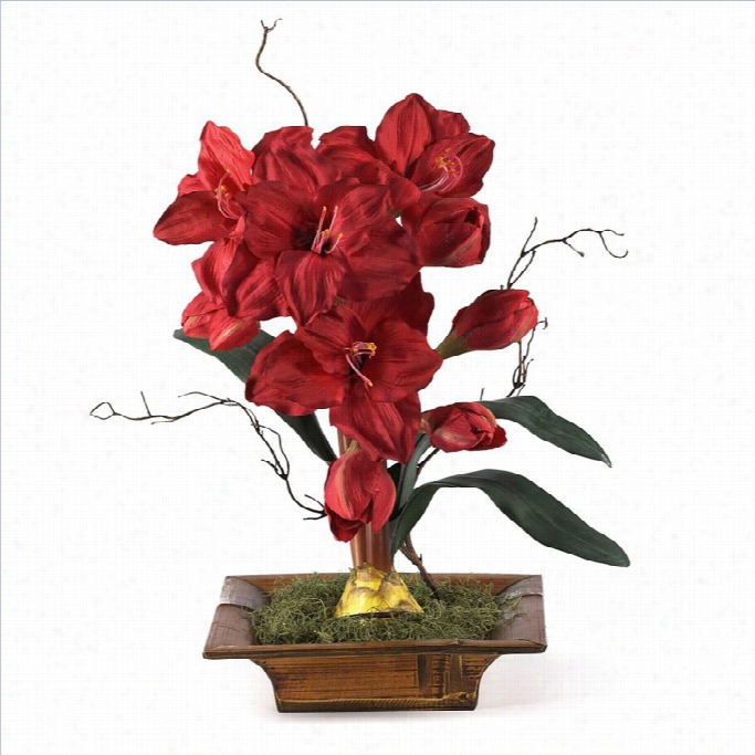 Nerly Affectionate Amaryllis Wit Bamboo  Tay Silk Fl Ower Arrangement In Red