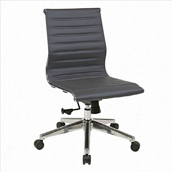 Office Star Armless Mid Back Eco Leather Office Chair In Grey