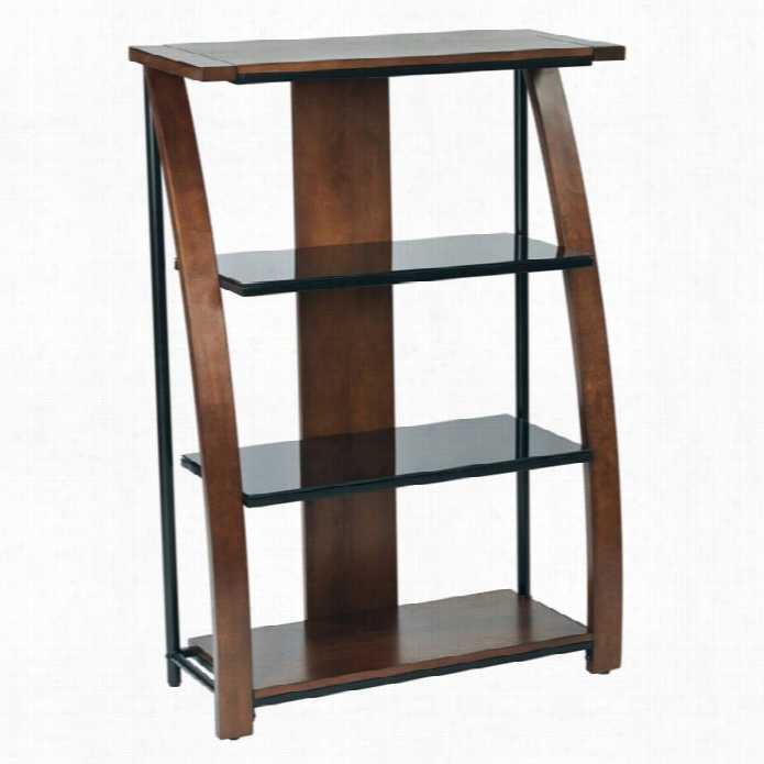 Office Heavenly Body Emette 3 Shelf  Bookcase With 2 Glass Shelf In Cherry