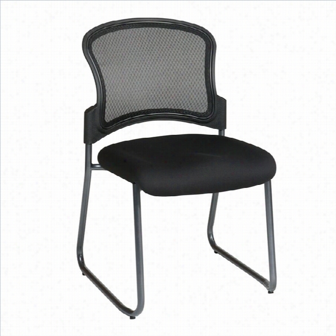 Office Star Guest Chair Wkth Progrid Back And Sled Base In Coal