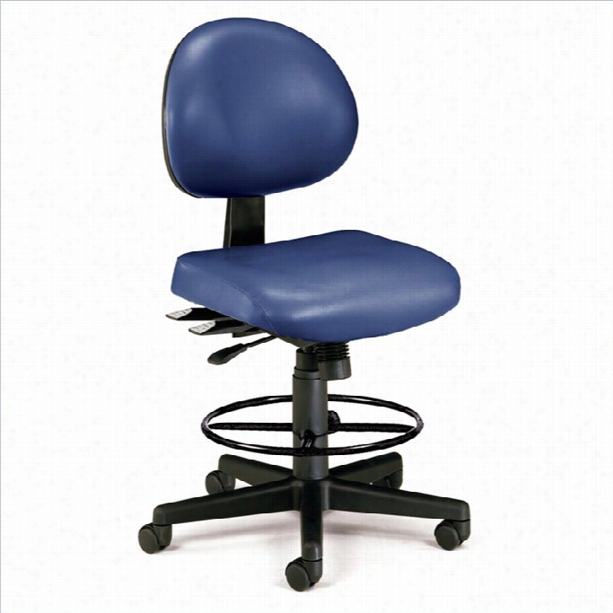 Ofm 24 Hour Task Drafting Office Chair With Drafting Kid In Navy