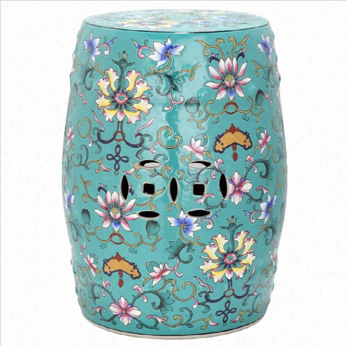 Safavieh Ceramic Garden Stool With Water Lily Pattern