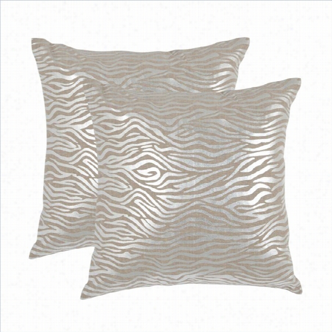 Safavieh Demi Pillow 22-inch Decorative Pillows In Silver  (set Of 2)