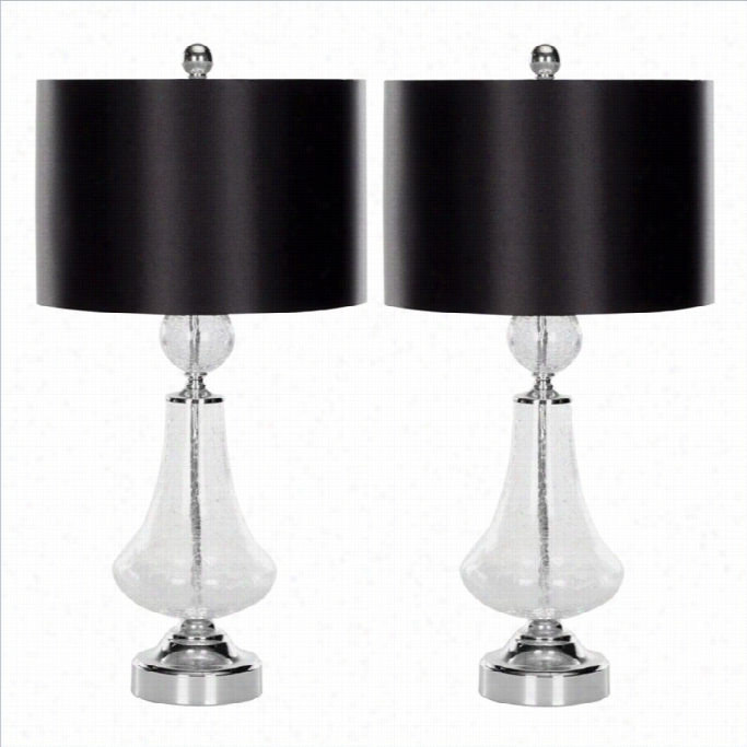 Saavieh Newspaper Vender Crackle Glass Table Lamp With Wicked Shade (set Of 2)