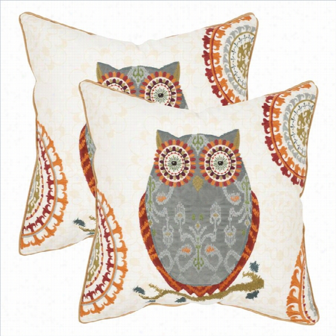 Safavieh Percy 22-inch Cotton Decorative Pillows In Grey (set Of 2)