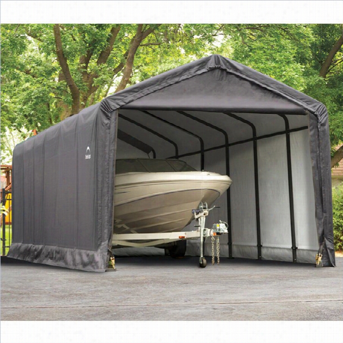 Shelterlogic Sheltertube 12'x30'x11' Peak Style Garage In Gray