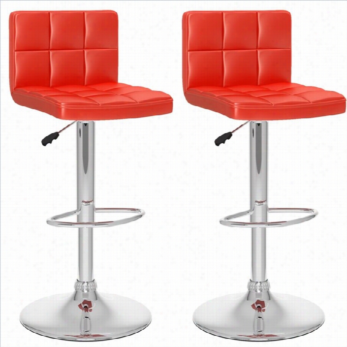 Sonax Corliving 32 High Back Adjustable Bar Stool In Red (set Of 2)