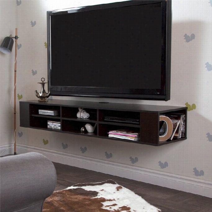 South Shore City Life 66 Awll Mounted Media Cosole In Chocolate