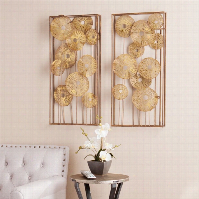 Southern Enterprises Aura 2 Piece Wall Sculpture In Metallic Gold