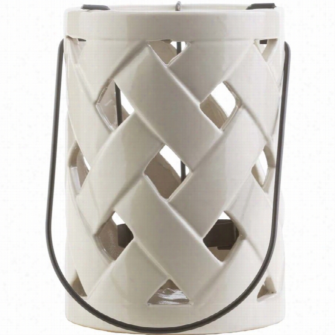 Surya Galilee 7.1 X 5.1 Ceramiic Lantern In Glossy Ivory