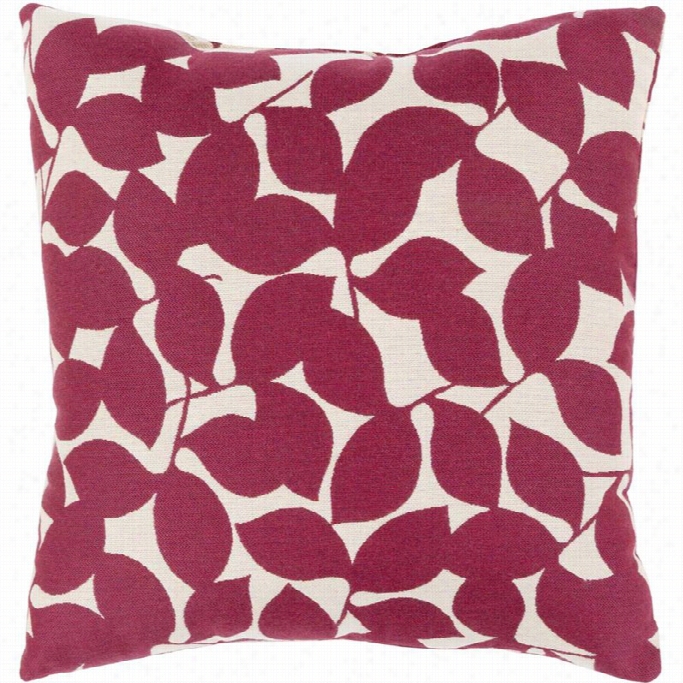 Surya Magnolia Poly Fill 16 Square Pillow In Red