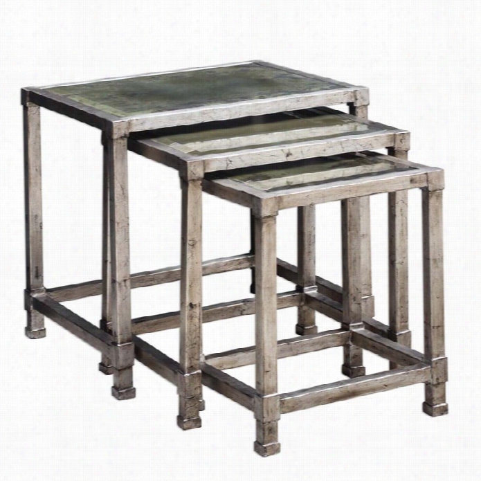 Uttermost Keanna Antiqu Ed Silver Nesting Tables (set Of 3)