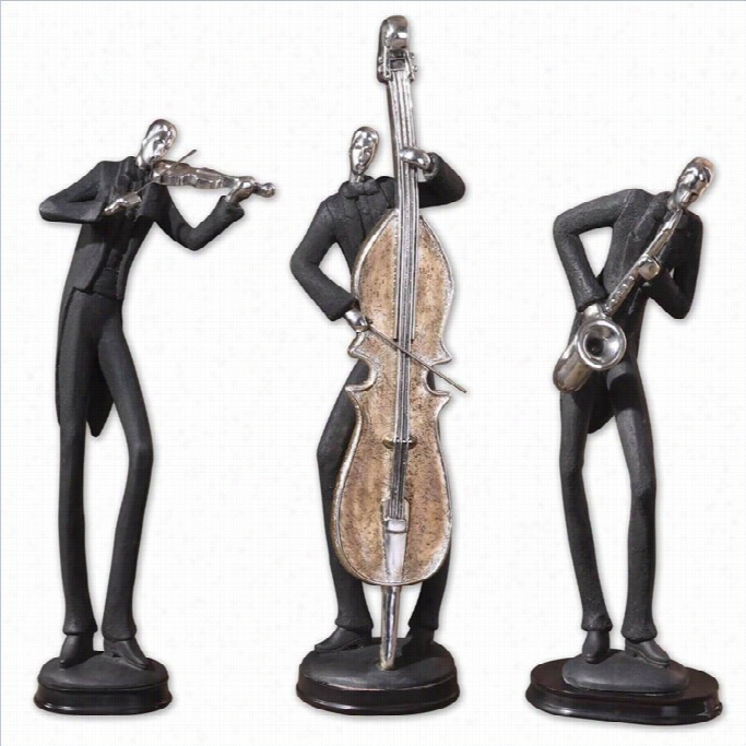 Uttermost Musicians Decorative Figurines In Slate Gray (set Of 3)