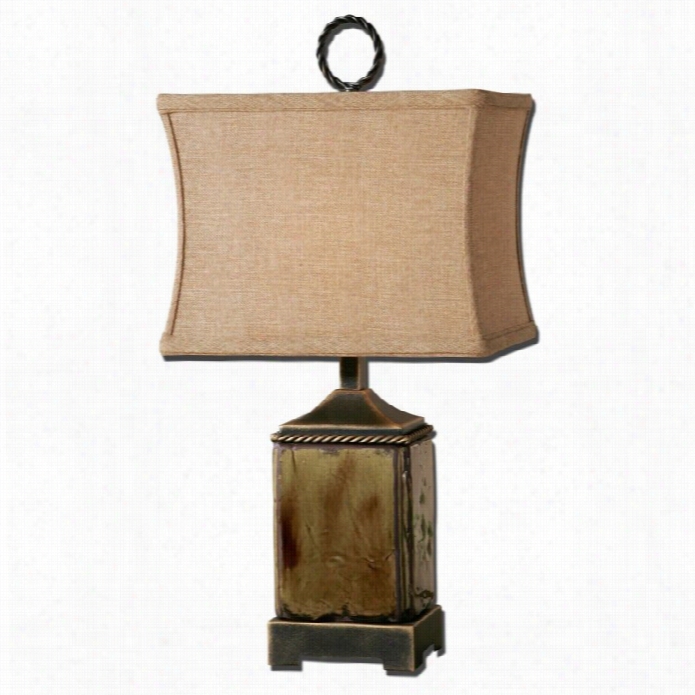 Uttermost Porano Distressed Porcelain Buffet Lamp In Mossy Gree