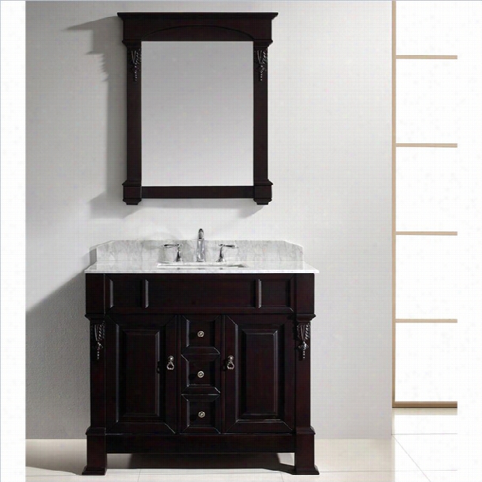 Virtu Huntshire 40 Marble Single Bathroom Vanity Set In Dark Walnut