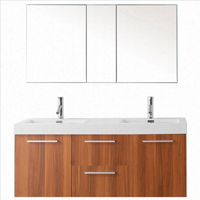 Virtu Usa Midori 54 Polymarble Doube  Bathroom Vanity Cabinet Set In Plum