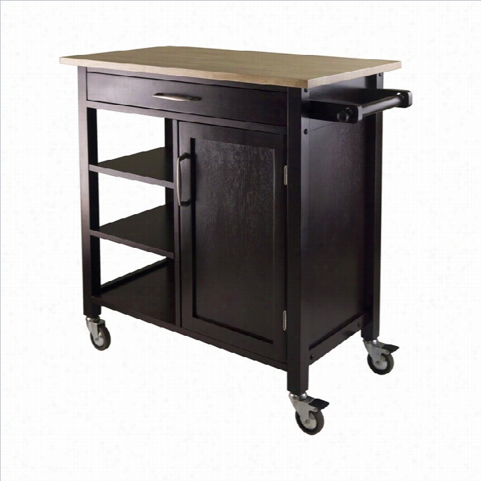 Wnisome Mali Kitchen Cart In Beech/espresso Finish