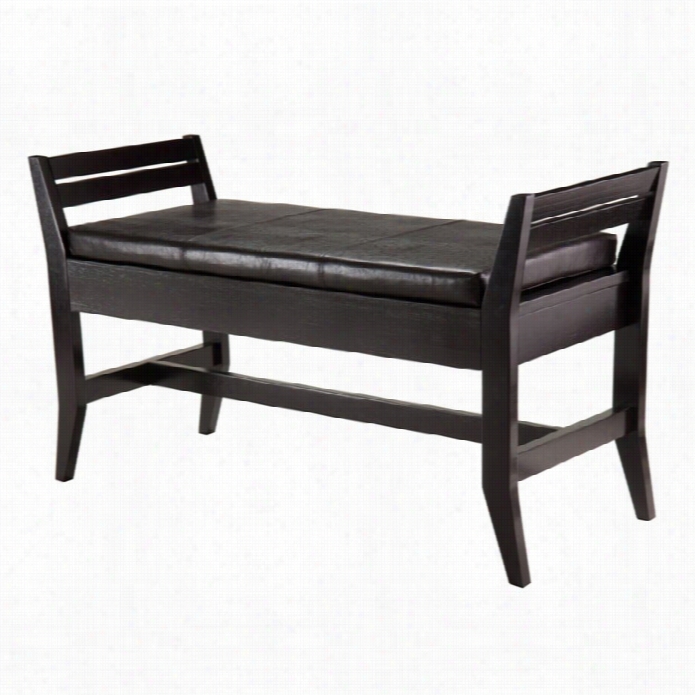 Wnsome Marvin Bench With  Fau Xleather Seat Cushion In Espresso