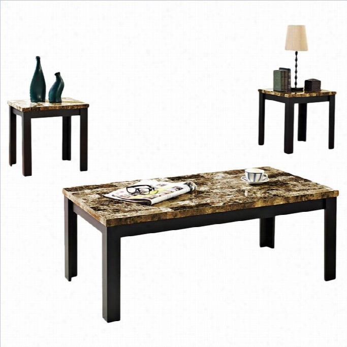 Acme Furnitur E Fine Ly 3 Piece Table Set In Dark Brown