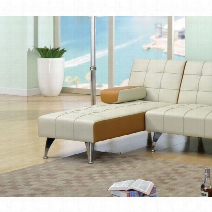 Summit Furniture Lytton Fux Leather Chaise Lounge In Beige And Bown