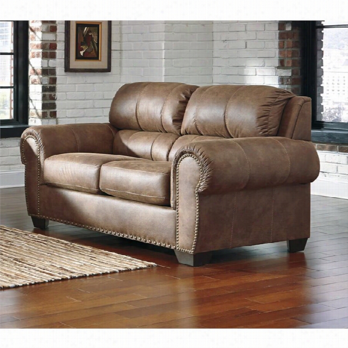 Ashley Birnsville Faux Leather Loveseat In Espresso