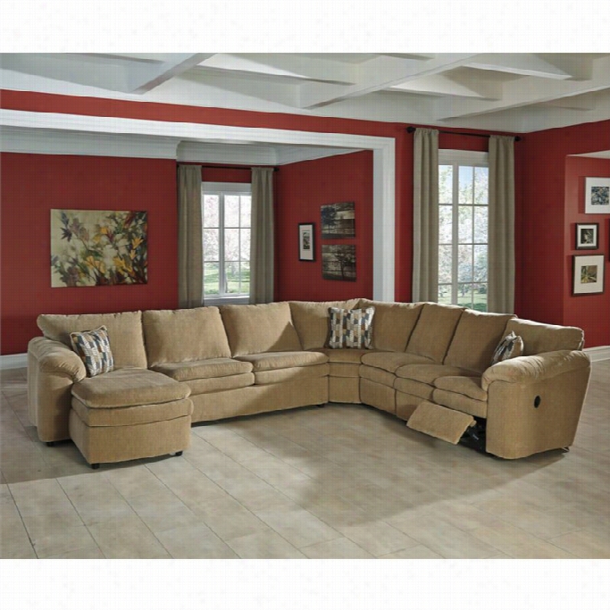 Ashley Co Ats 5 Piece Left Chaise Fabric Sectional In Dune