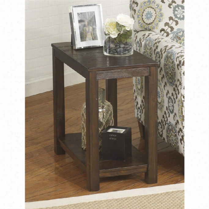 Ashley Grinlyn Chair Side End Table In  Rustic Brown