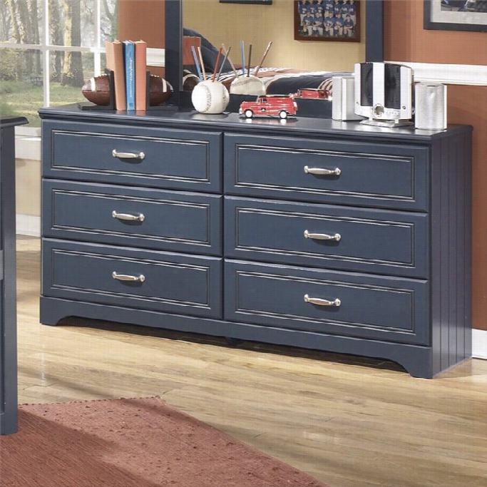Ashley Leo 6 Rdawer Wood Doublle Dresser In Blue