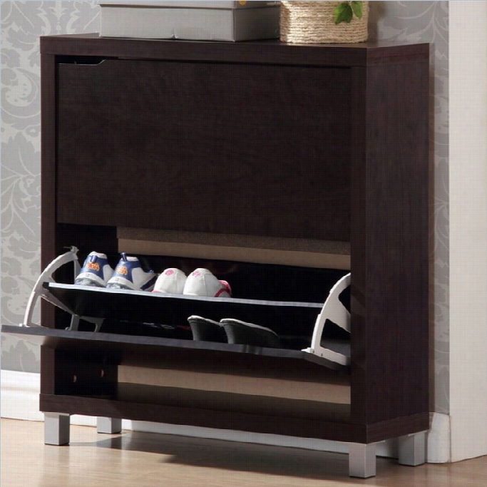 Baxton Studio Simms Shoe Cabinet In Dark Brwon