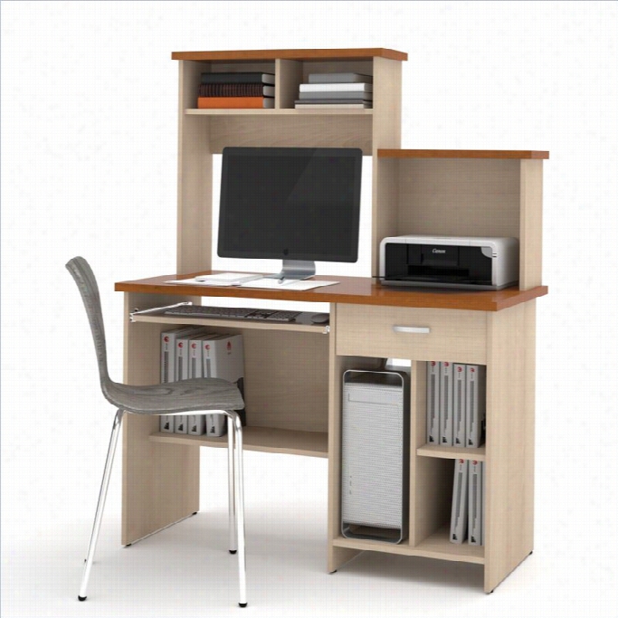 Bestar Active Ohme Office Copmuetr Desk In Copper Herry And Northern Maple