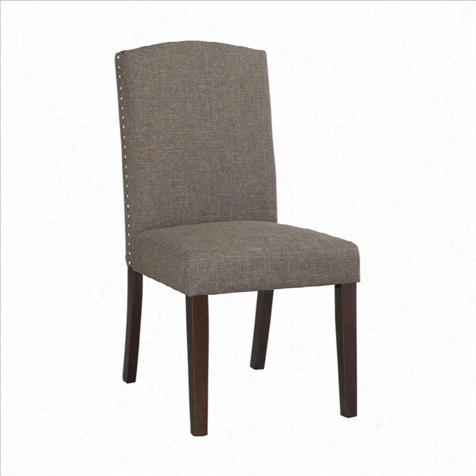 Boraamm Champagne Parsoms Upholstery Dining Chairs (set Of 2) In Steel-gray