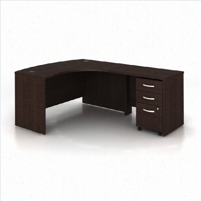 Bush Bbf Series  C 3-piece Right-hand Computer Attend With ~s Desk In Mocha Cherry