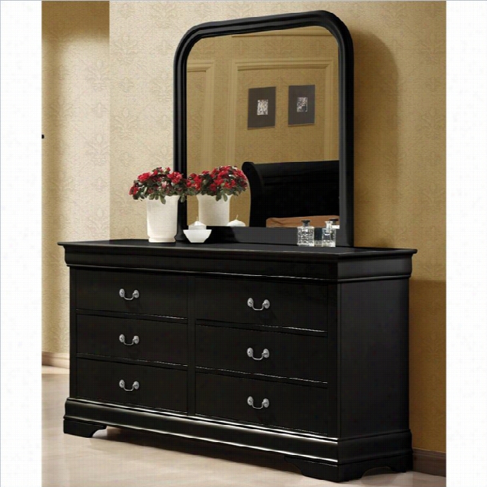 Coaster Louis Philippe Dresser And Mirror Set In Black