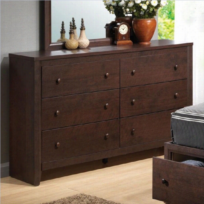 Coaster Remington 6 Drawer Double Dresser In Chery Finish